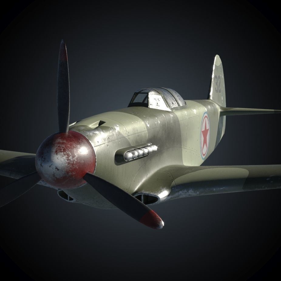 Yakovlev Yak-9 Fighter Plane 3D model_9