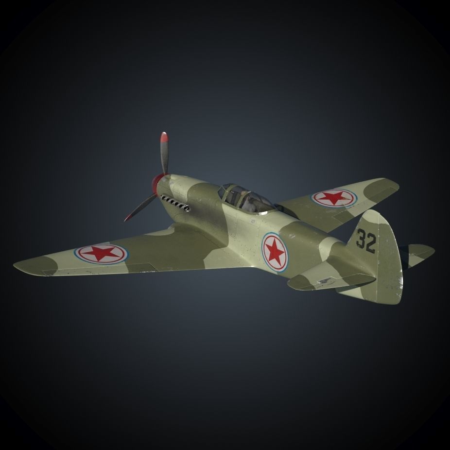 Yakovlev Yak-9 Fighter Plane 3D model_6