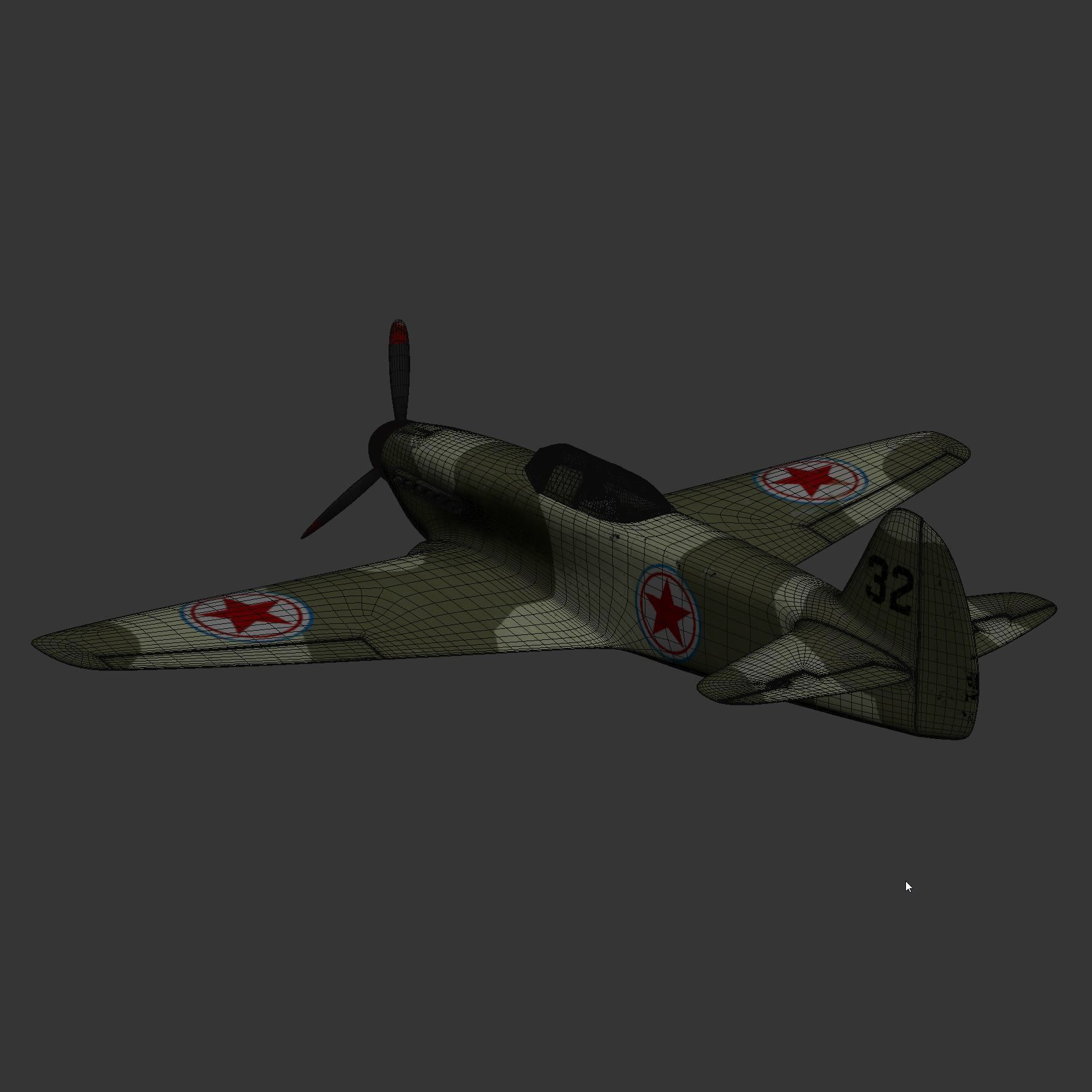 Yakovlev Yak-9 Fighter Plane 3D model_14