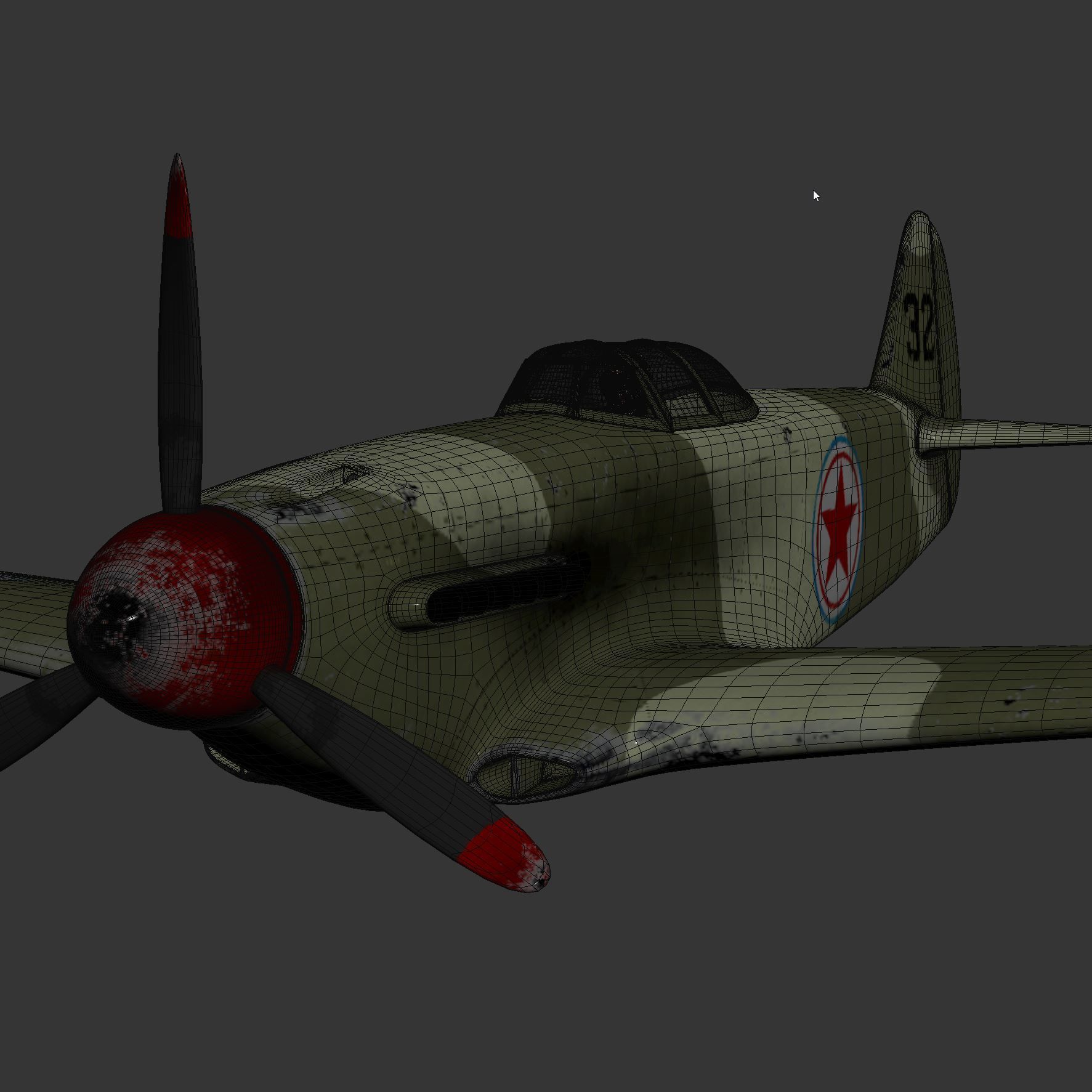 Yakovlev Yak-9 Fighter Plane 3D model_17