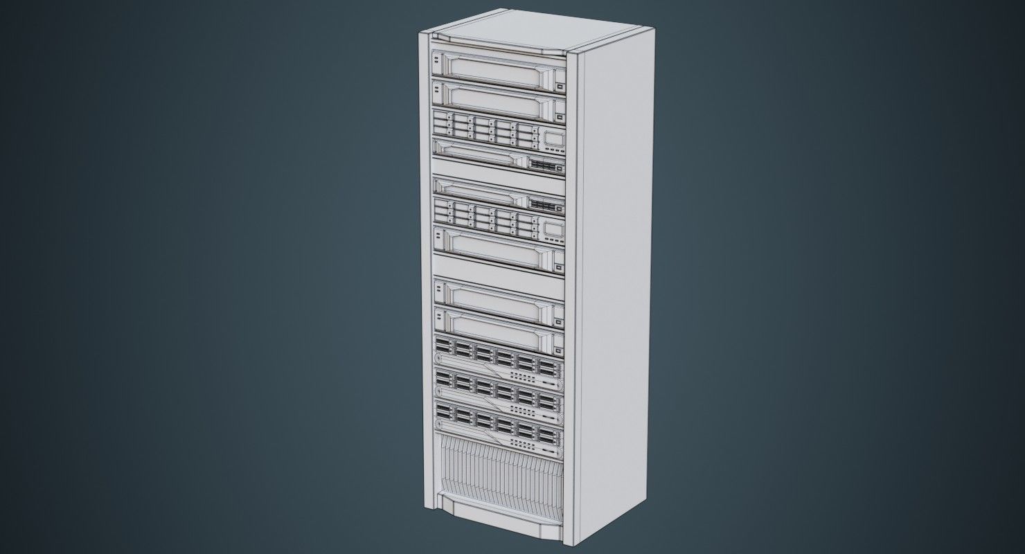 Server 2B Low-poly 3D model_7