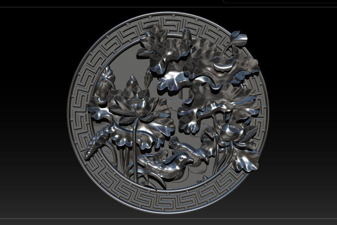 3D STL Models CNC Router - carved Mural Lotus 3D print model_24