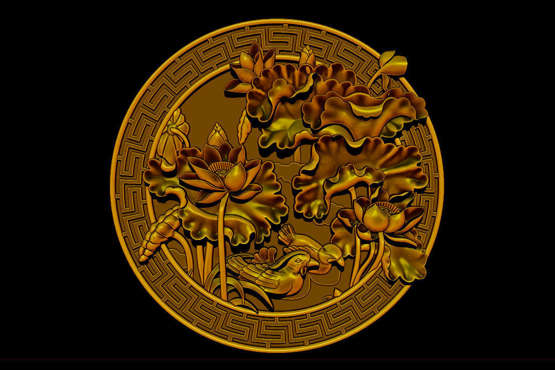 3D STL Models CNC Router - carved Mural Lotus 3D print model_31