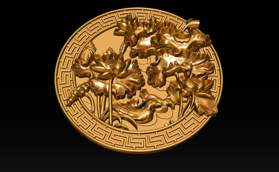 3D STL Models CNC Router - carved Mural Lotus 3D print model_3