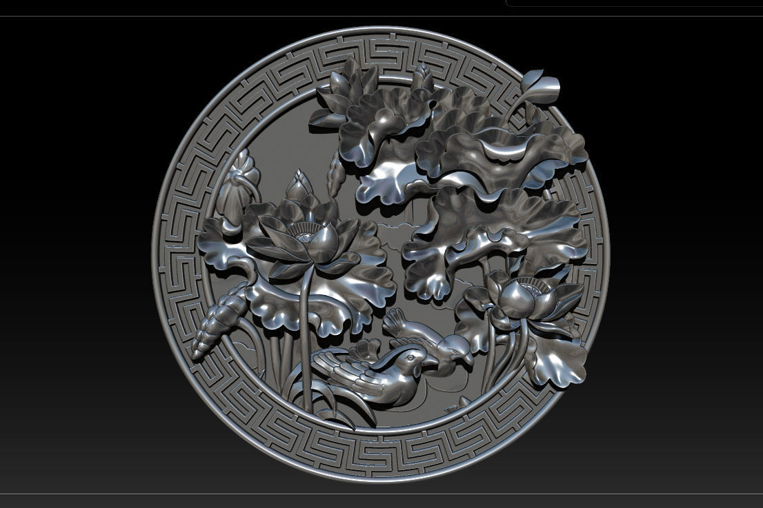 3D STL Models CNC Router - carved Mural Lotus 3D print model_23