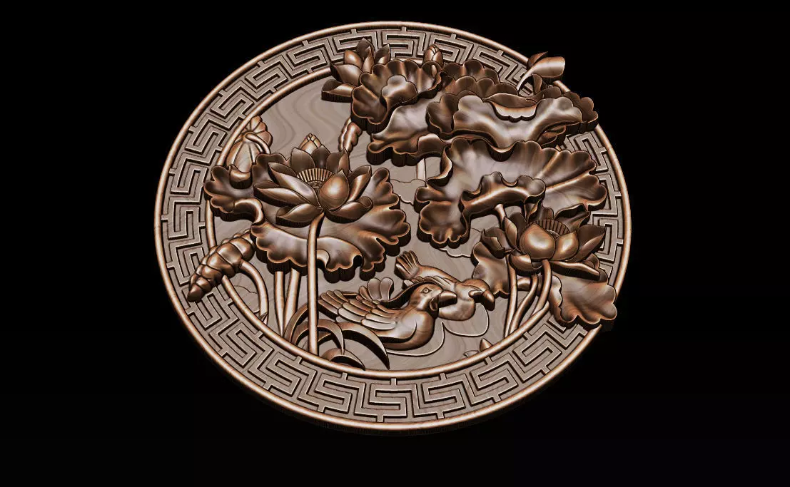 3D STL Models CNC Router - carved Mural Lotus 3D print model_0