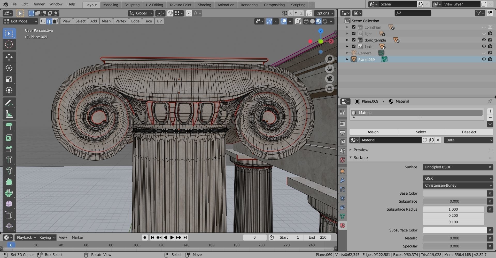 Classical column collection - Doric ionic corinthian Low-poly 3D model_24