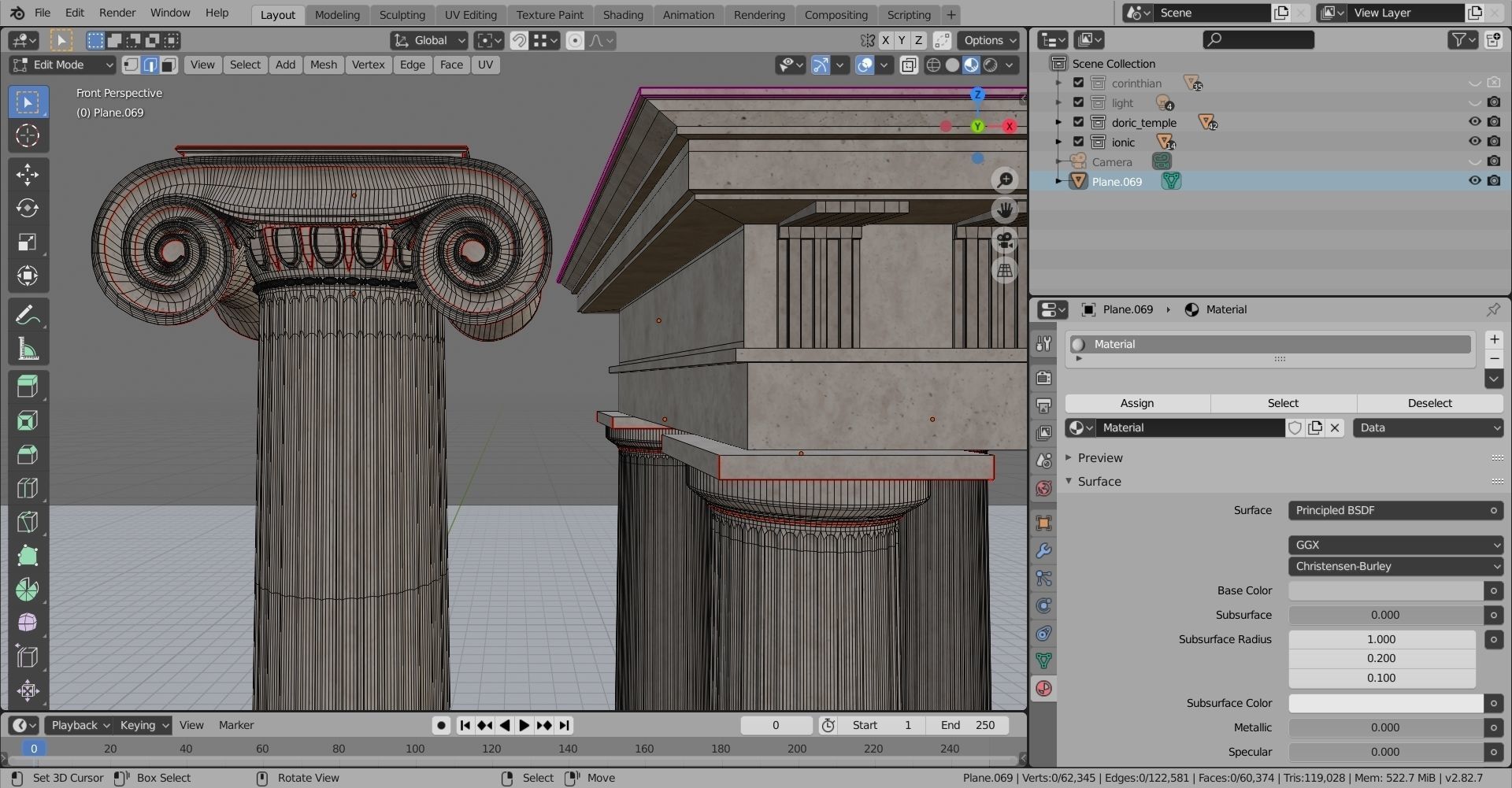 Classical column collection - Doric ionic corinthian Low-poly 3D model_22