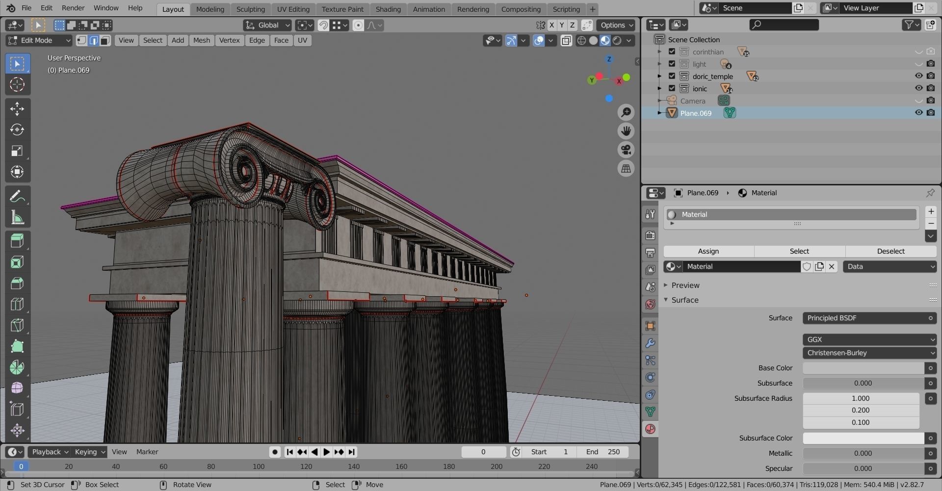 Classical column collection - Doric ionic corinthian Low-poly 3D model_26