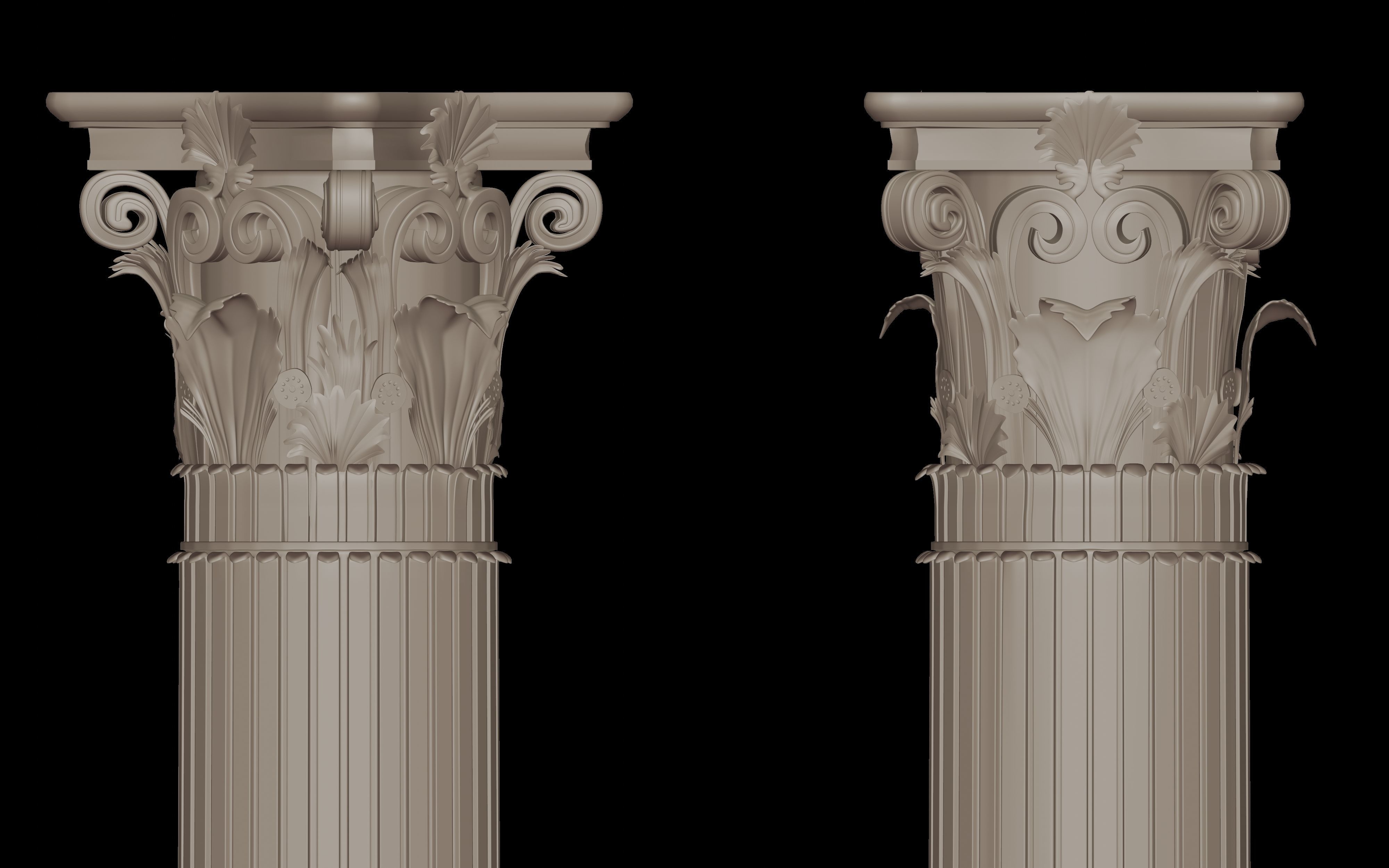 Classical column collection - Doric ionic corinthian Low-poly 3D model_11