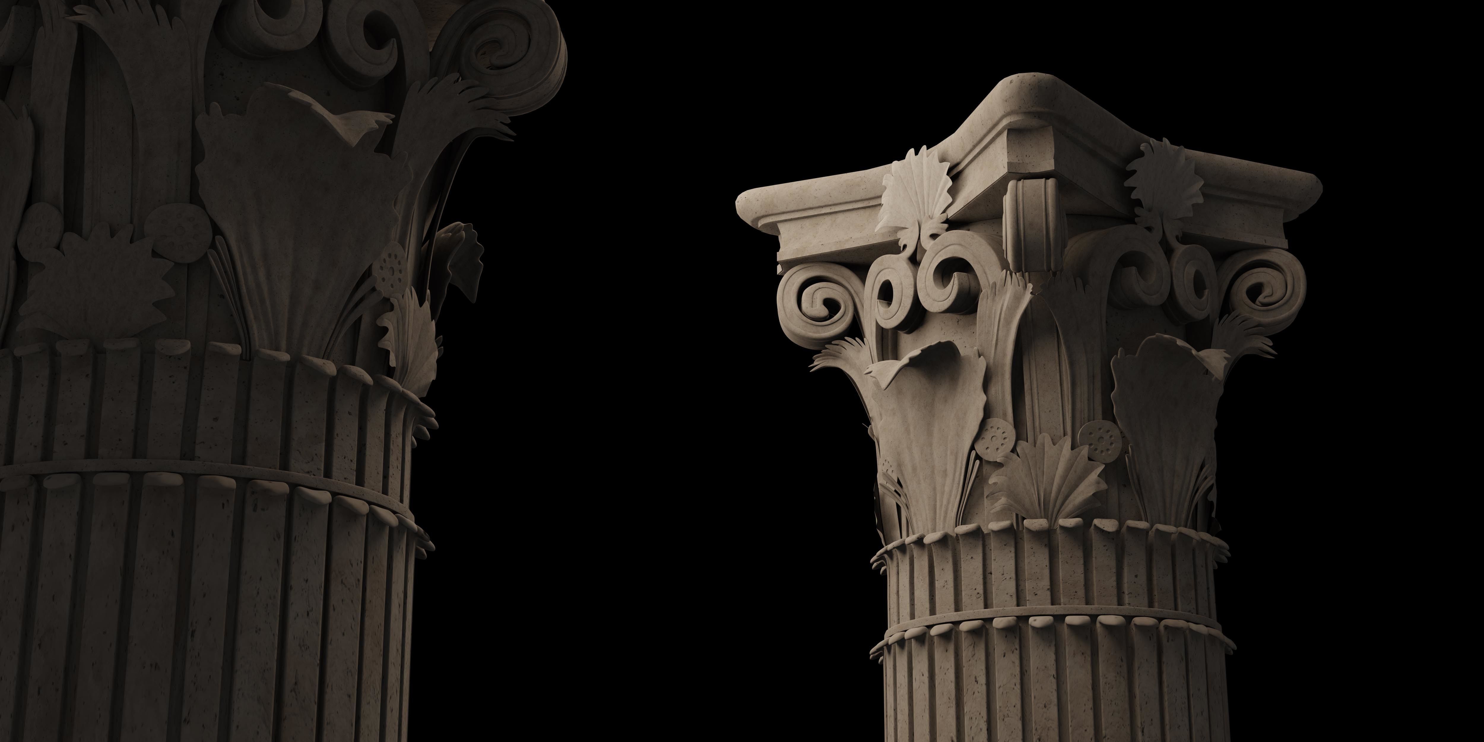 Classical column collection - Doric ionic corinthian Low-poly 3D model_13