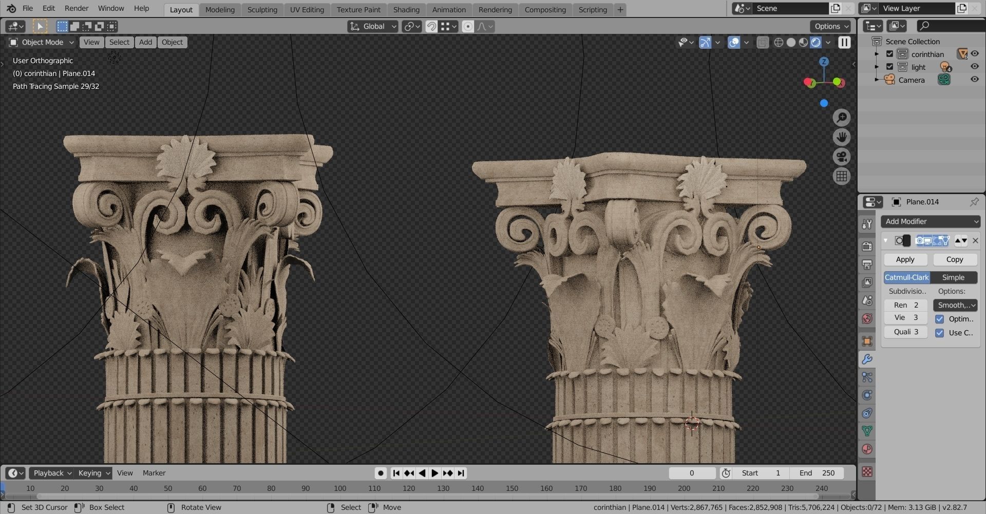 Classical column collection - Doric ionic corinthian Low-poly 3D model_33