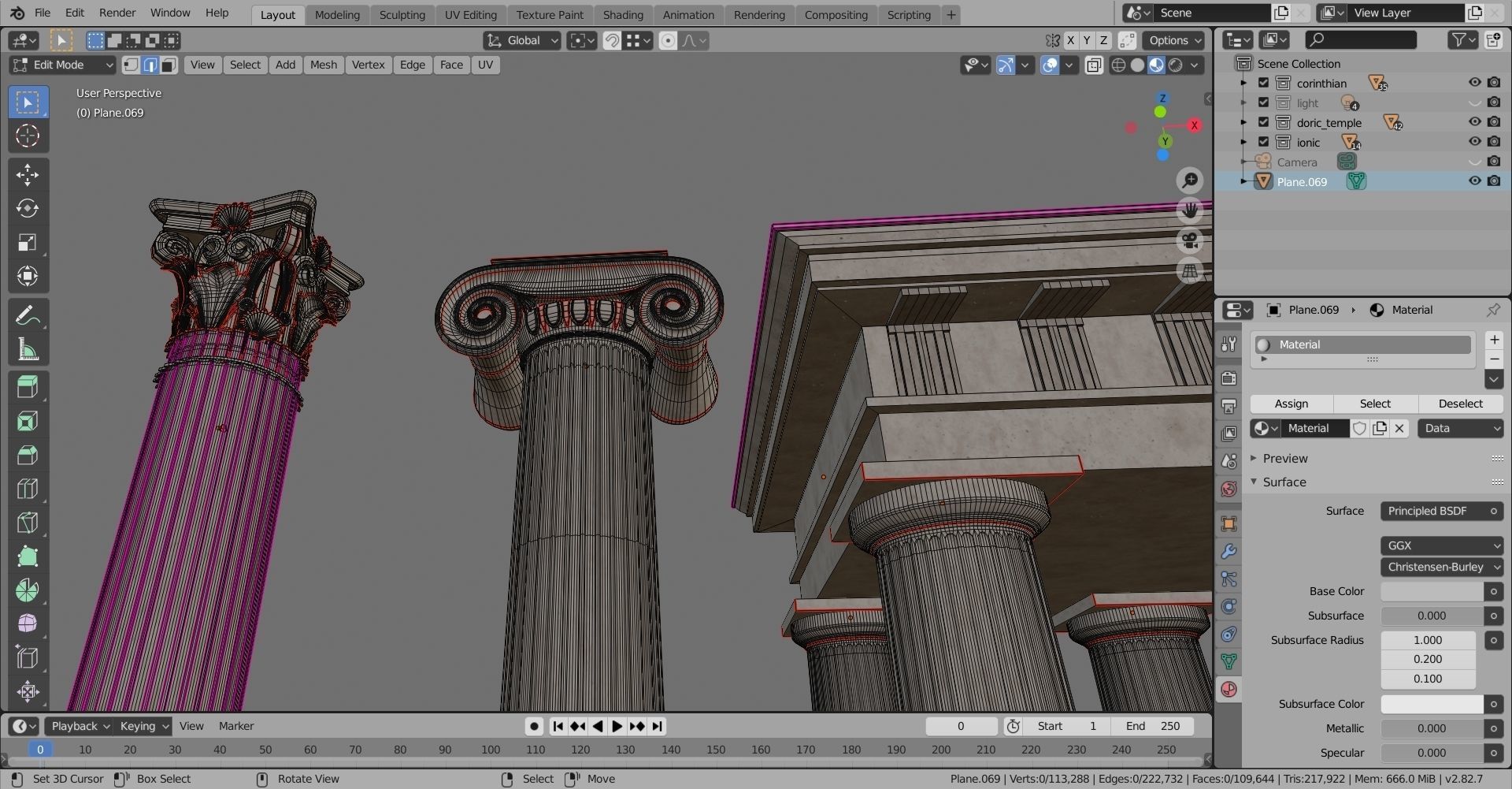 Classical column collection - Doric ionic corinthian Low-poly 3D model_25