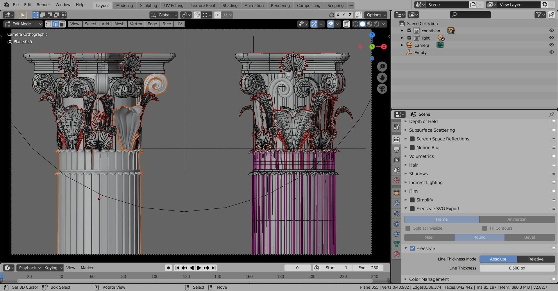 Classical column collection - Doric ionic corinthian Low-poly 3D model_27