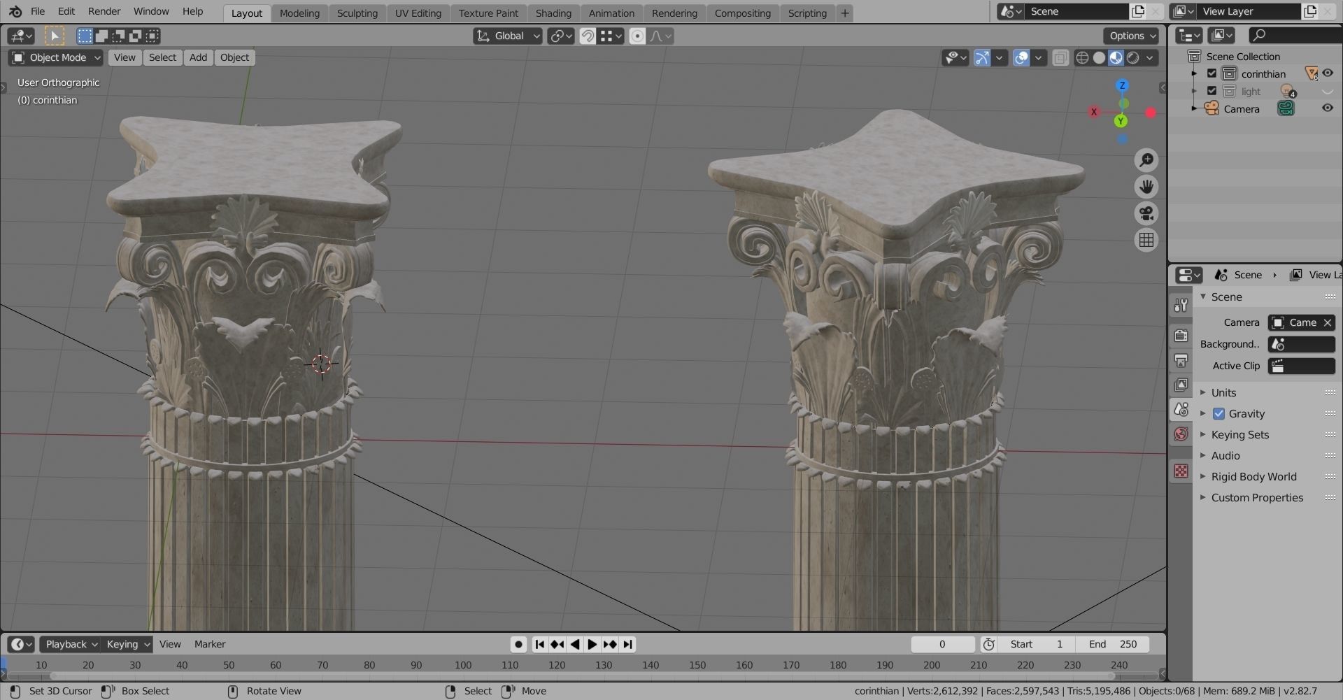 Classical column collection - Doric ionic corinthian Low-poly 3D model_31