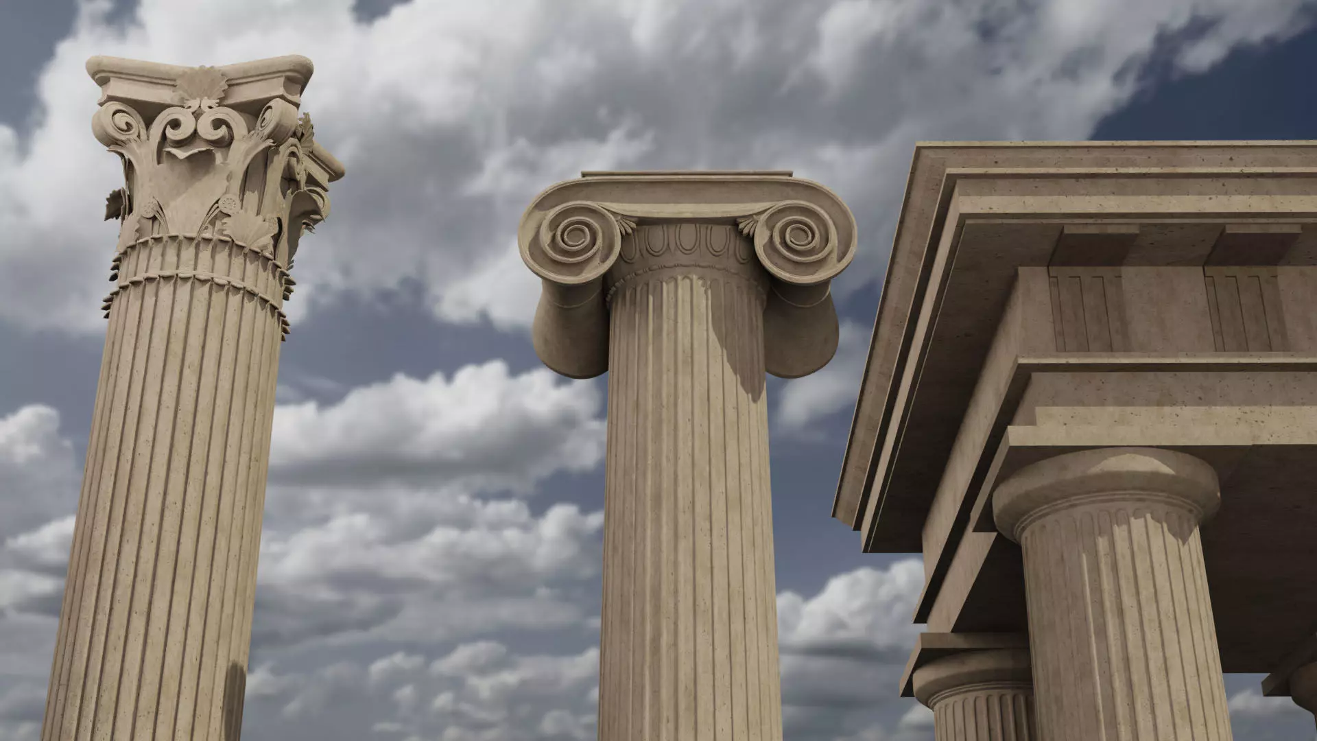 Classical column collection - Doric ionic corinthian Low-poly 3D model_0