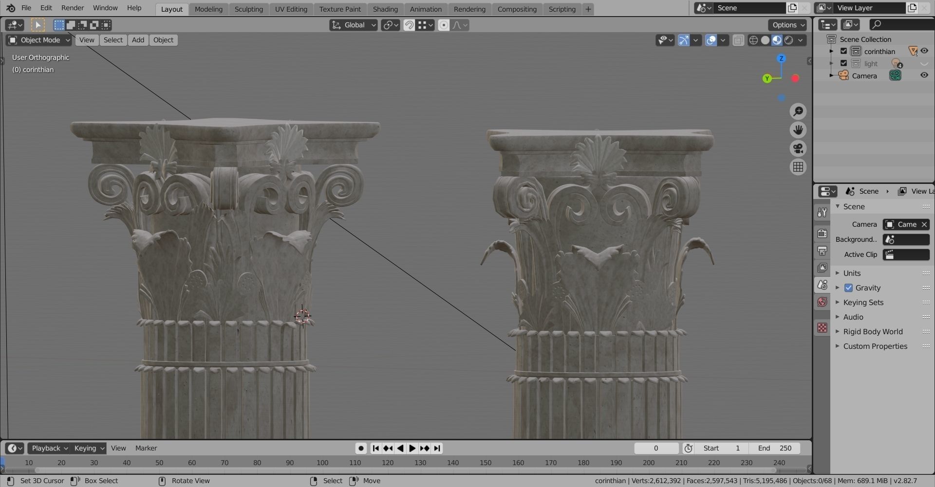 Classical column collection - Doric ionic corinthian Low-poly 3D model_30