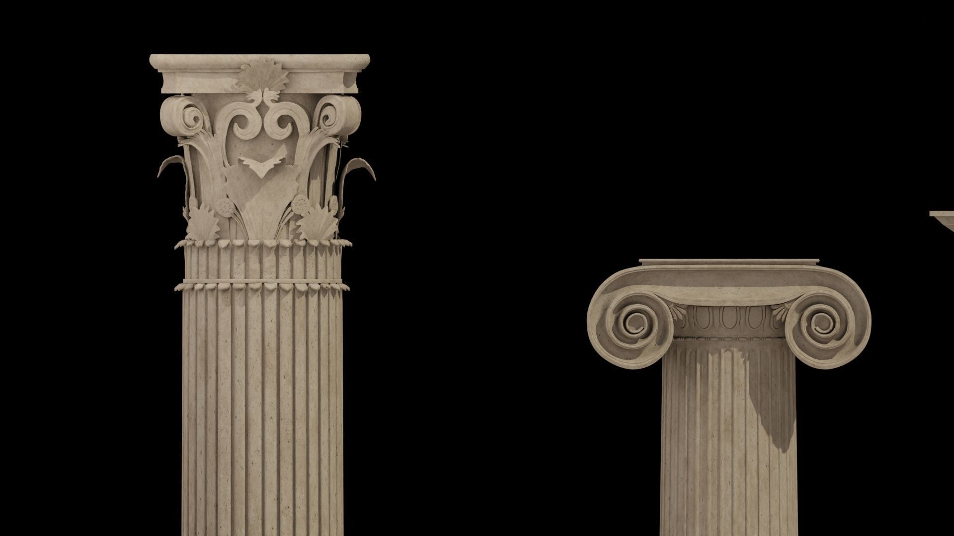 Classical column collection - Doric ionic corinthian Low-poly 3D model_4
