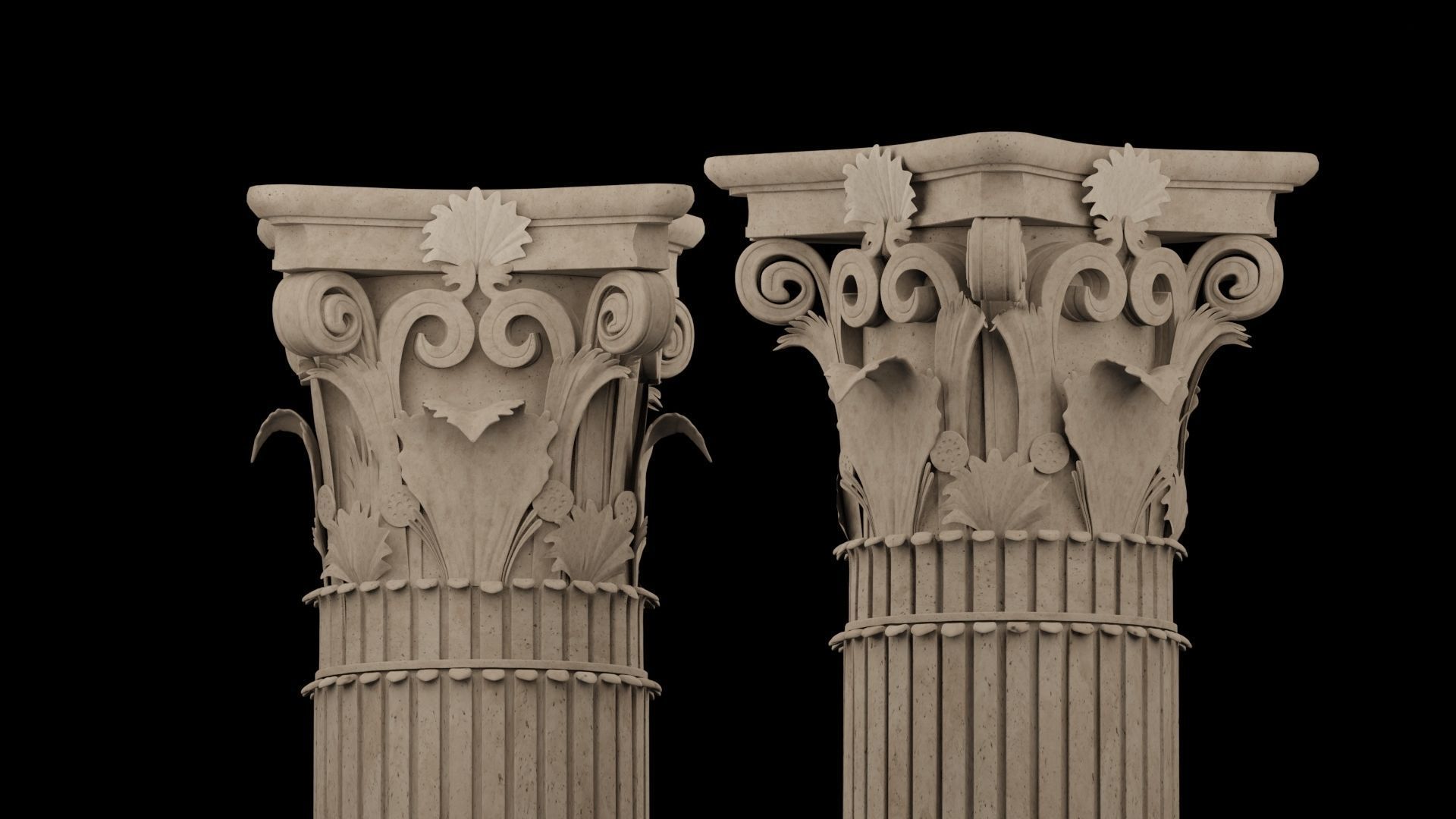 Classical column collection - Doric ionic corinthian Low-poly 3D model_18