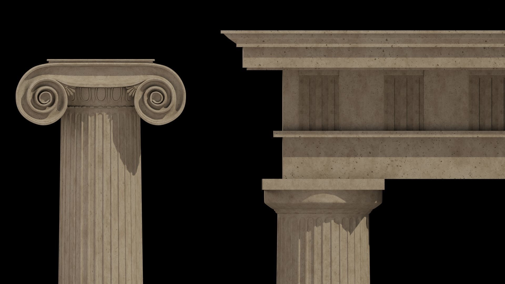 Classical column collection - Doric ionic corinthian Low-poly 3D model_10