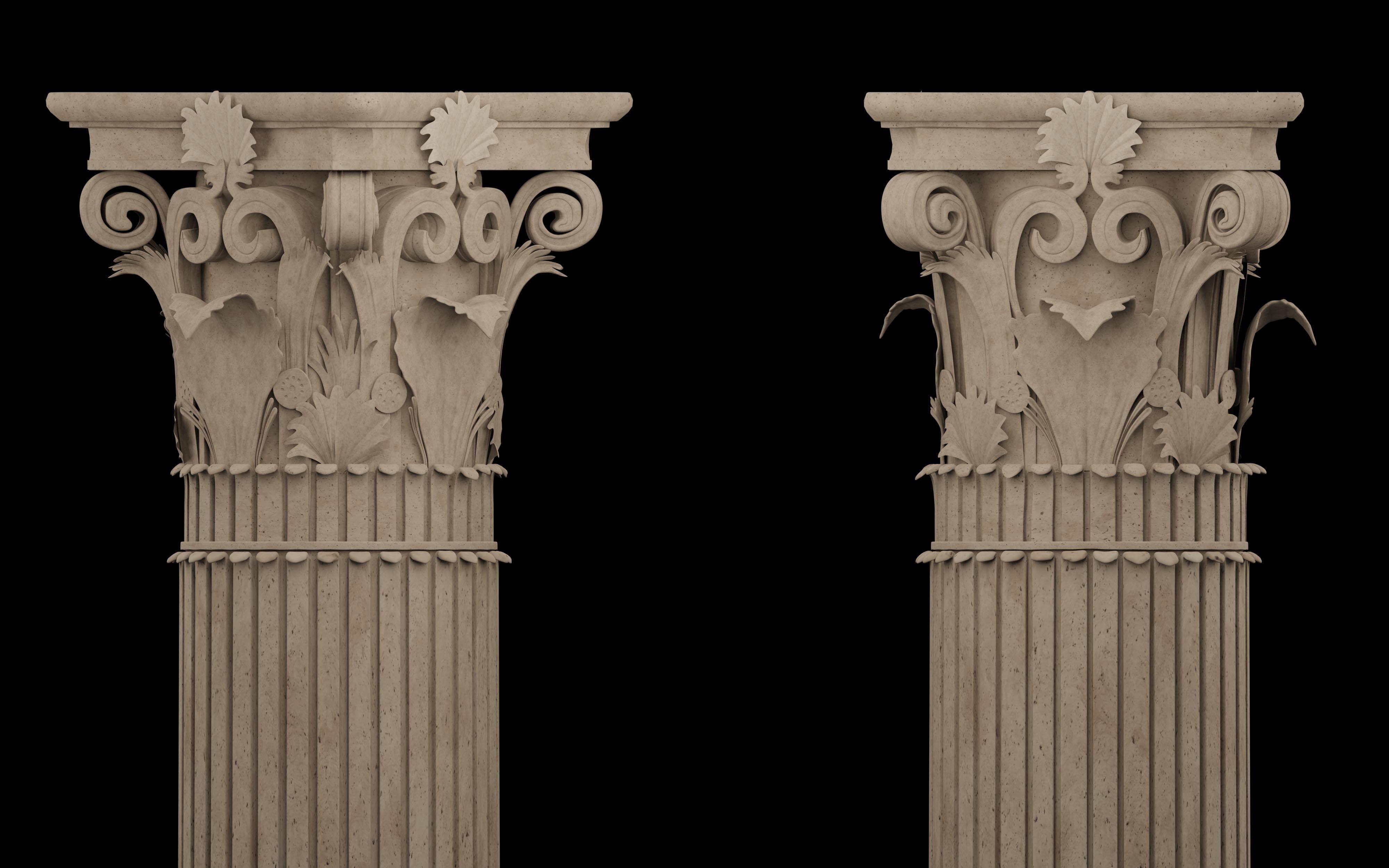 Classical column collection - Doric ionic corinthian Low-poly 3D model_9