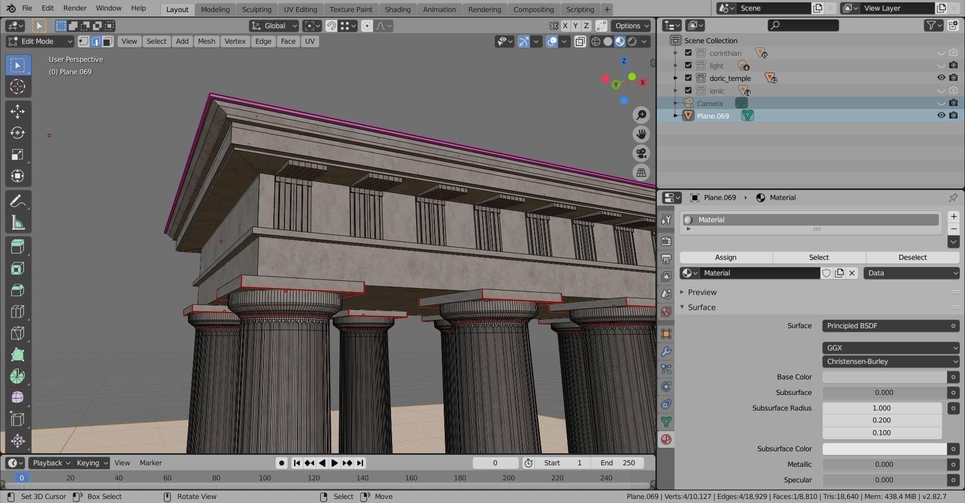 Classical column collection - Doric ionic corinthian Low-poly 3D model_23