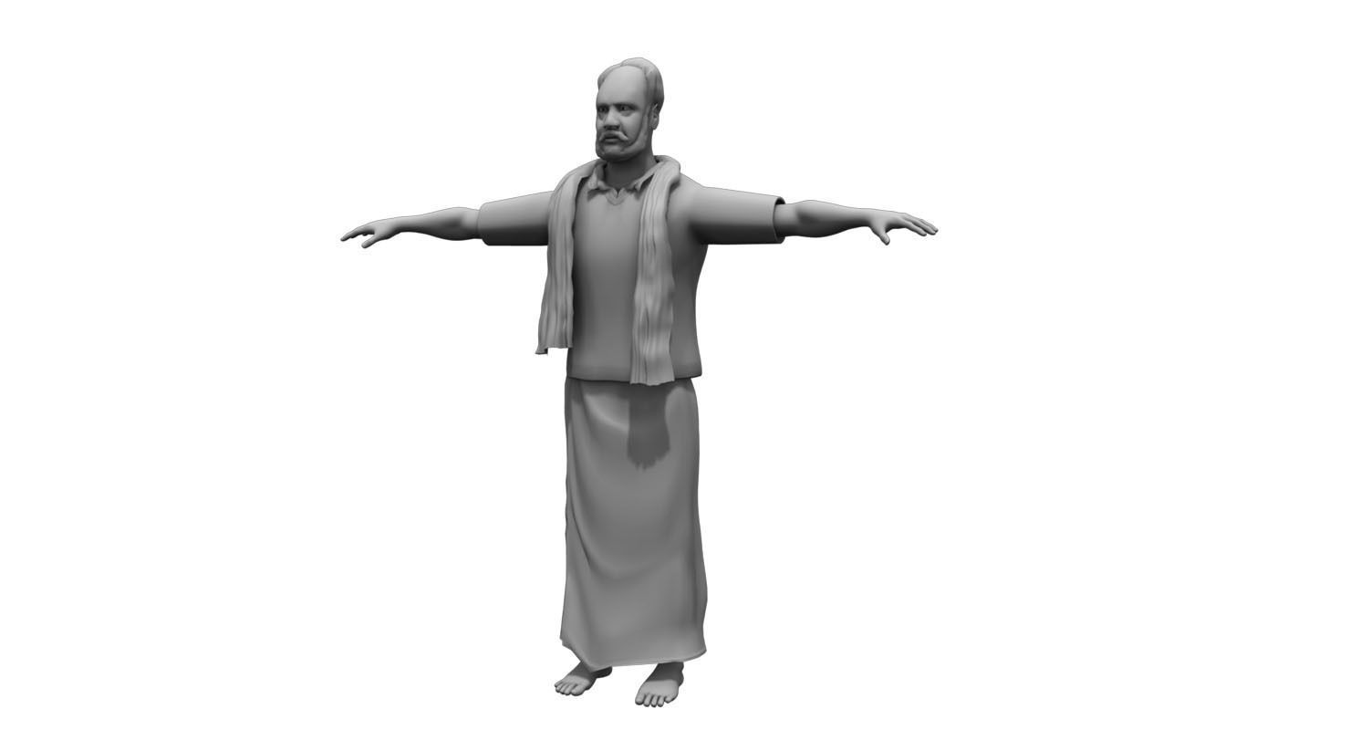 old man india 3d model 3D model_3