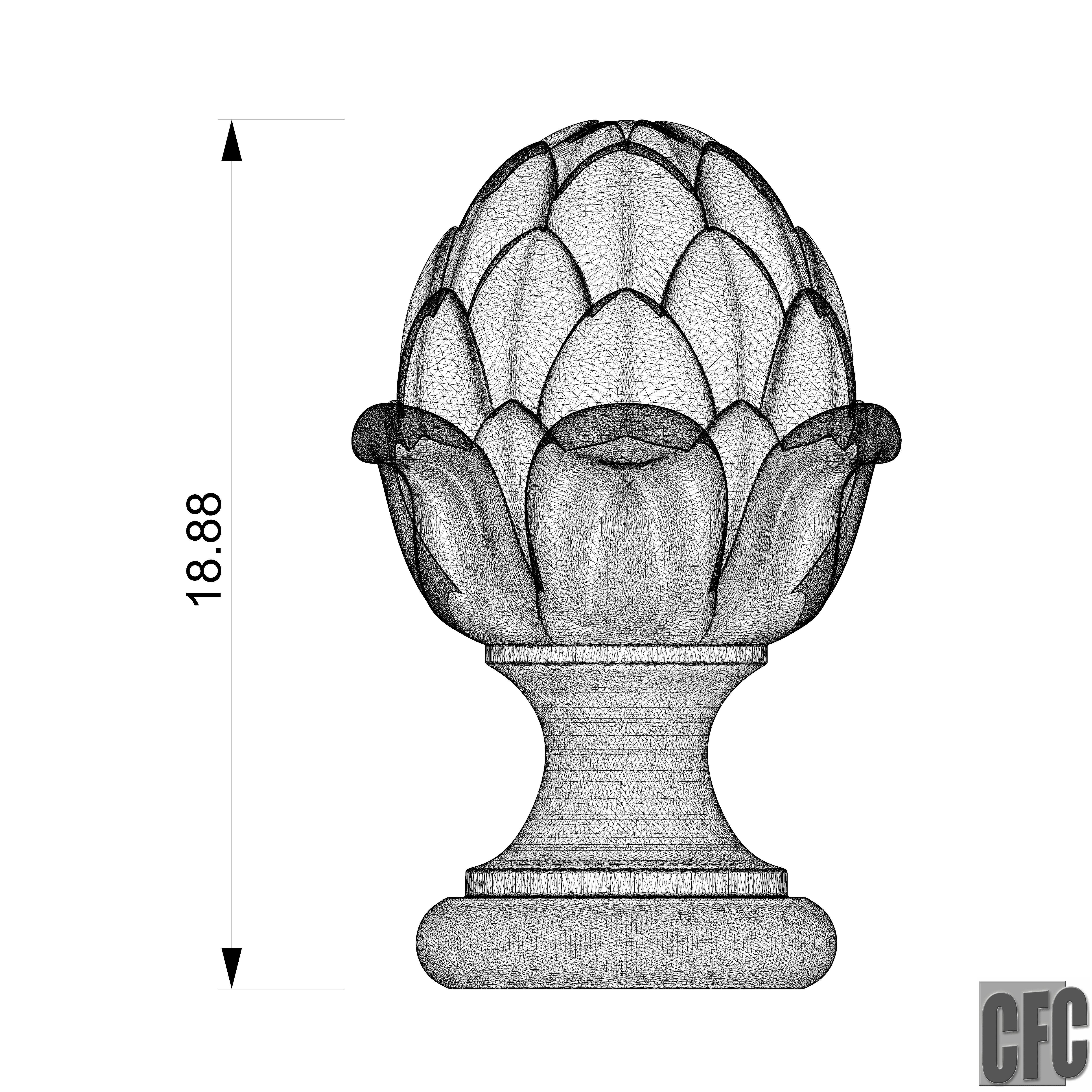 WoodCarving Finial - 3d model for CNC - FinialCFC01 3D print model_13