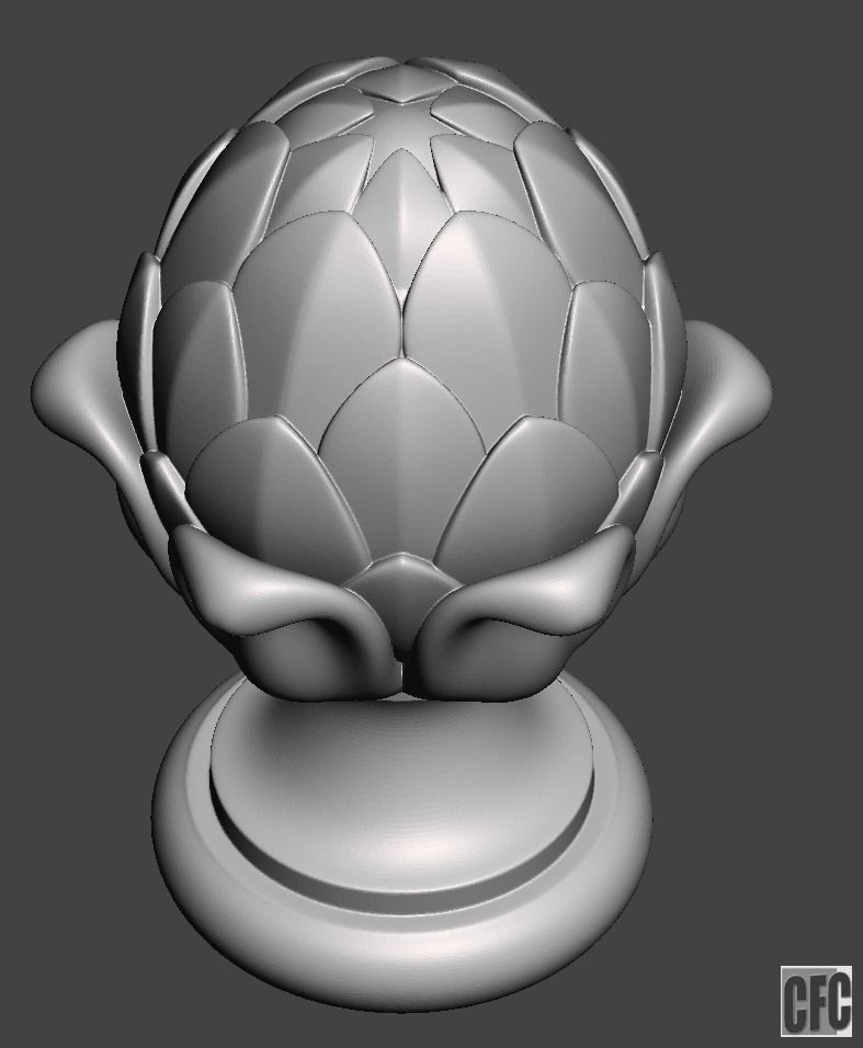WoodCarving Finial - 3d model for CNC - FinialCFC01 3D print model_2