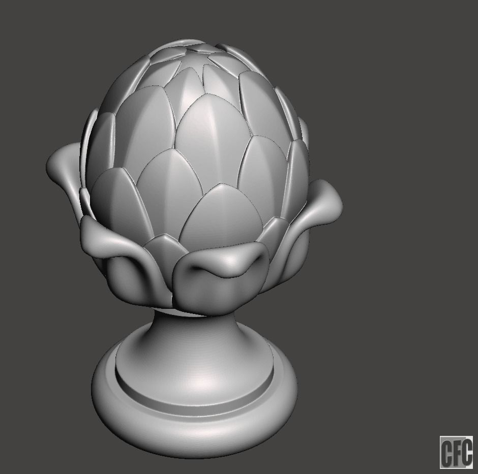 WoodCarving Finial - 3d model for CNC - FinialCFC01 3D print model_1