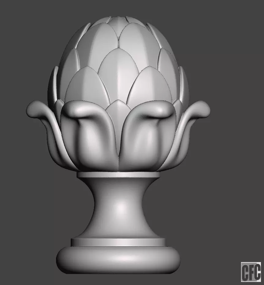 WoodCarving Finial - 3d model for CNC - FinialCFC01 3D print model_0