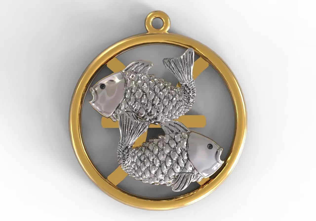 Pisces on symbol 3D print model