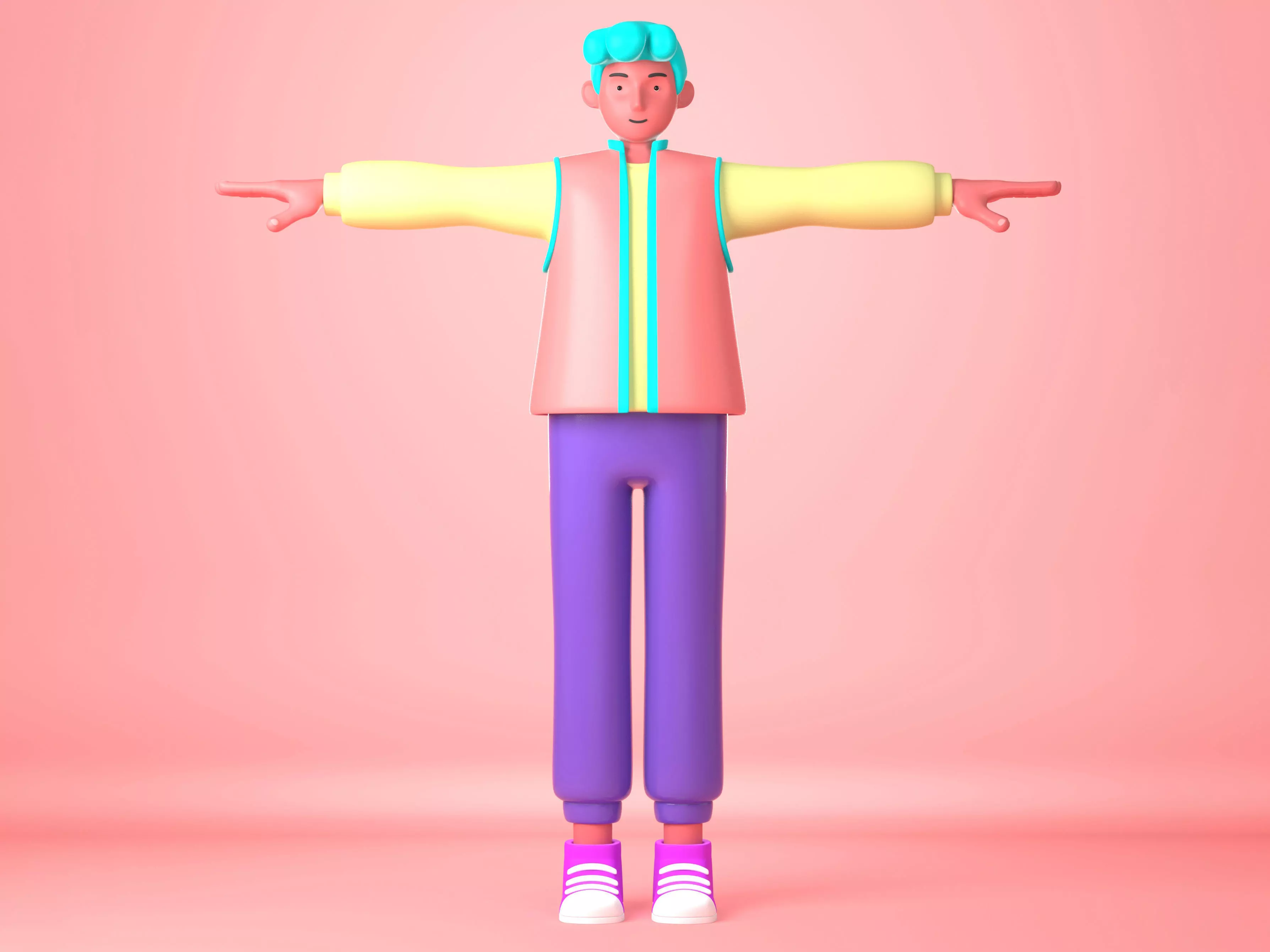 Cartoon Character young man 3D 3D model_0