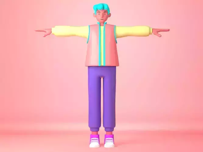 Cartoon Character young man 3D 3D model