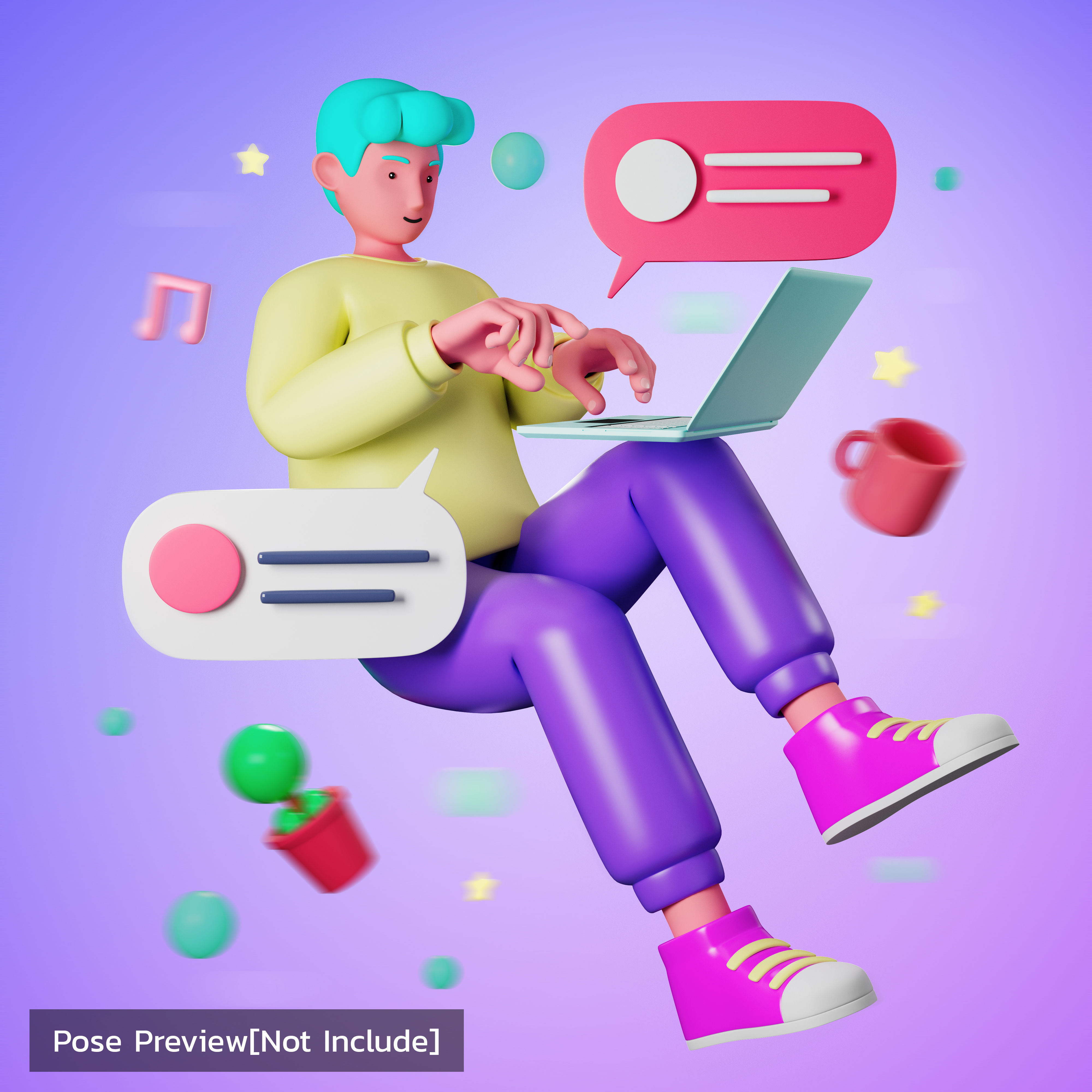 Cartoon Character young man 3D 3D model_1