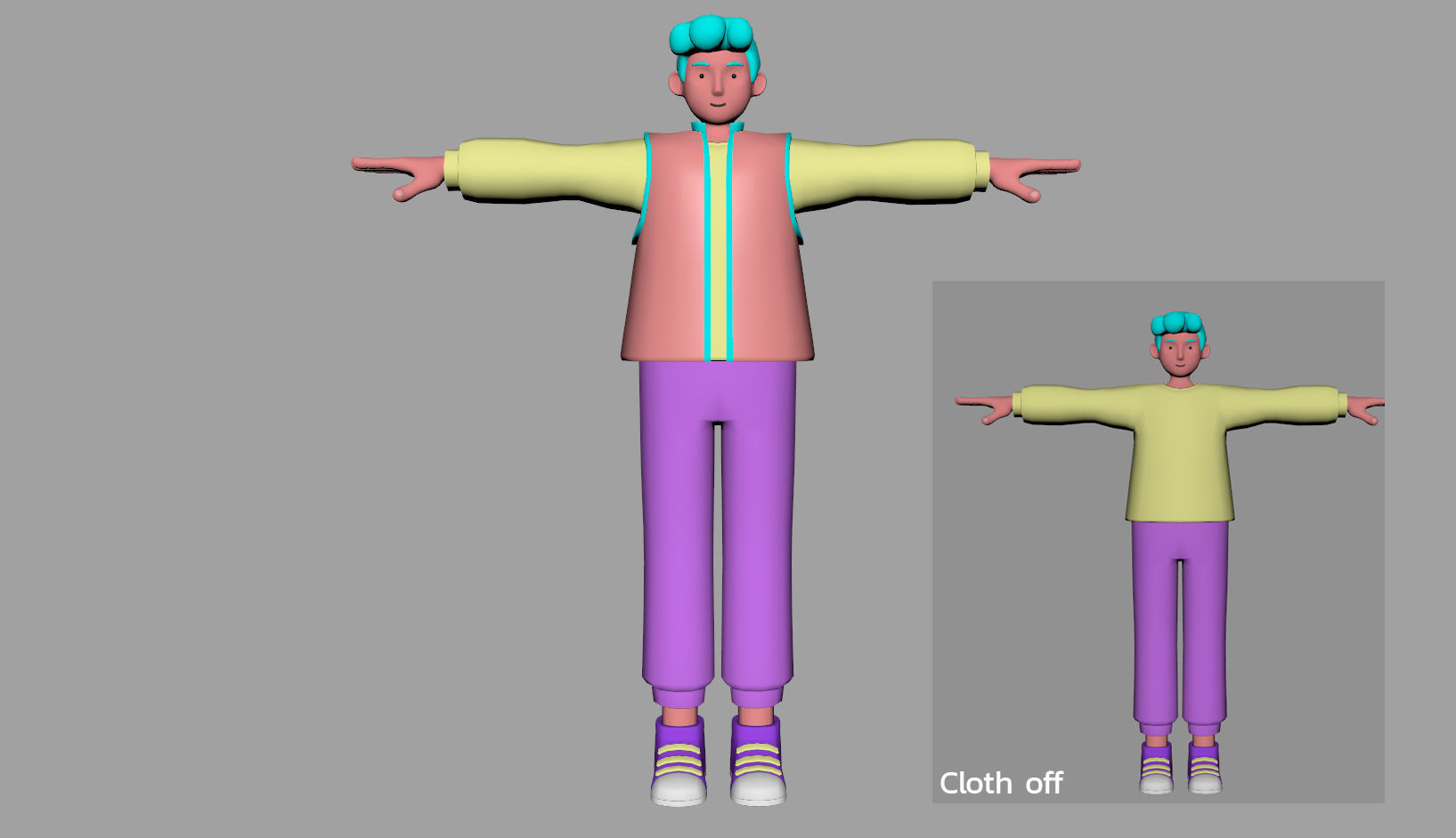 Cartoon Character young man 3D 3D model_2