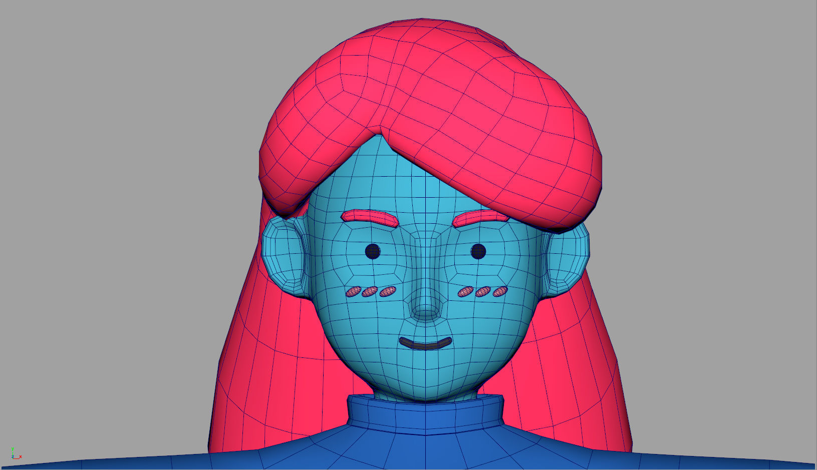 Cartoon Character young woman 3D 3D model_6