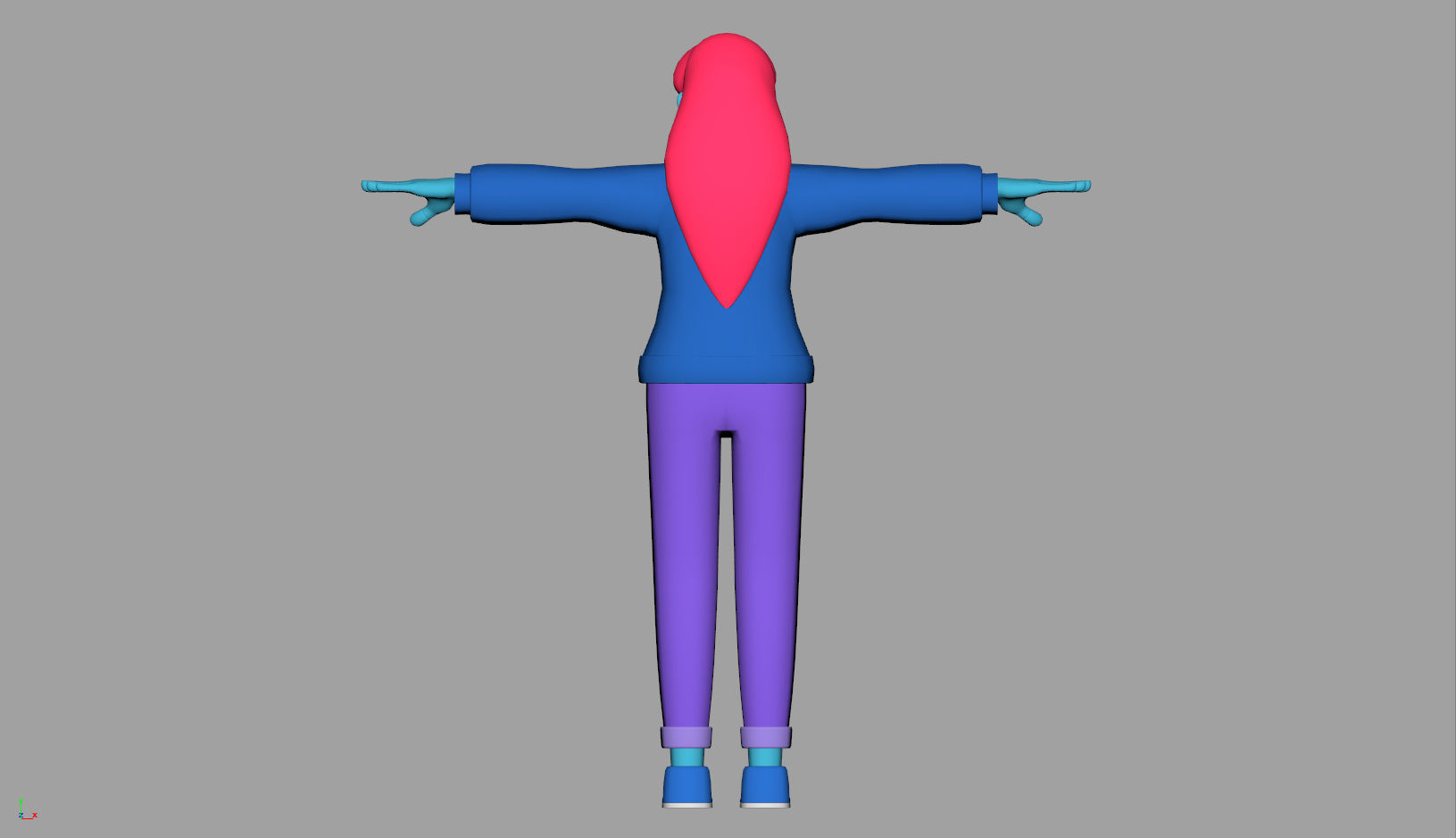 Cartoon Character young woman 3D 3D model_5