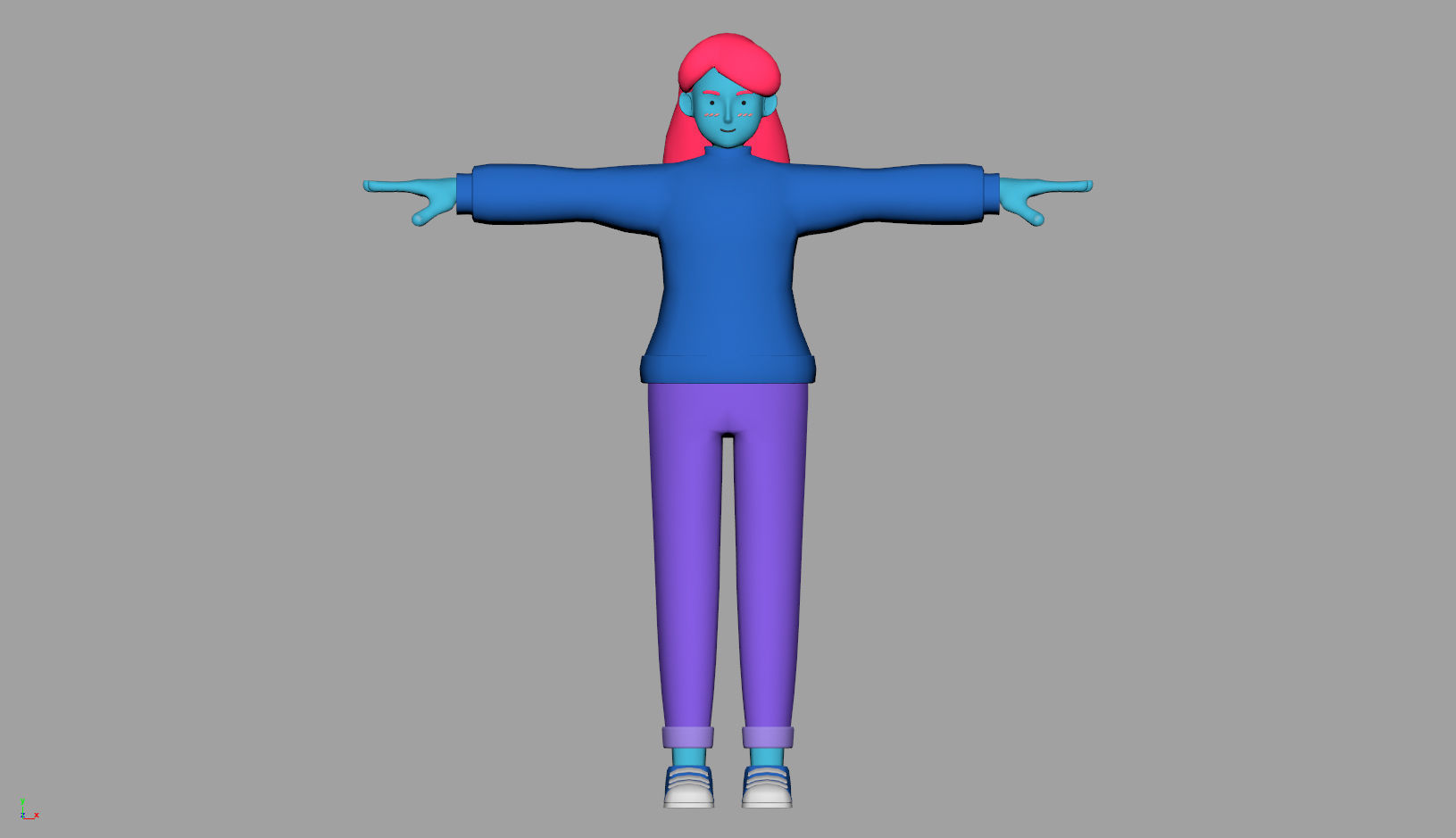 Cartoon Character young woman 3D 3D model_2
