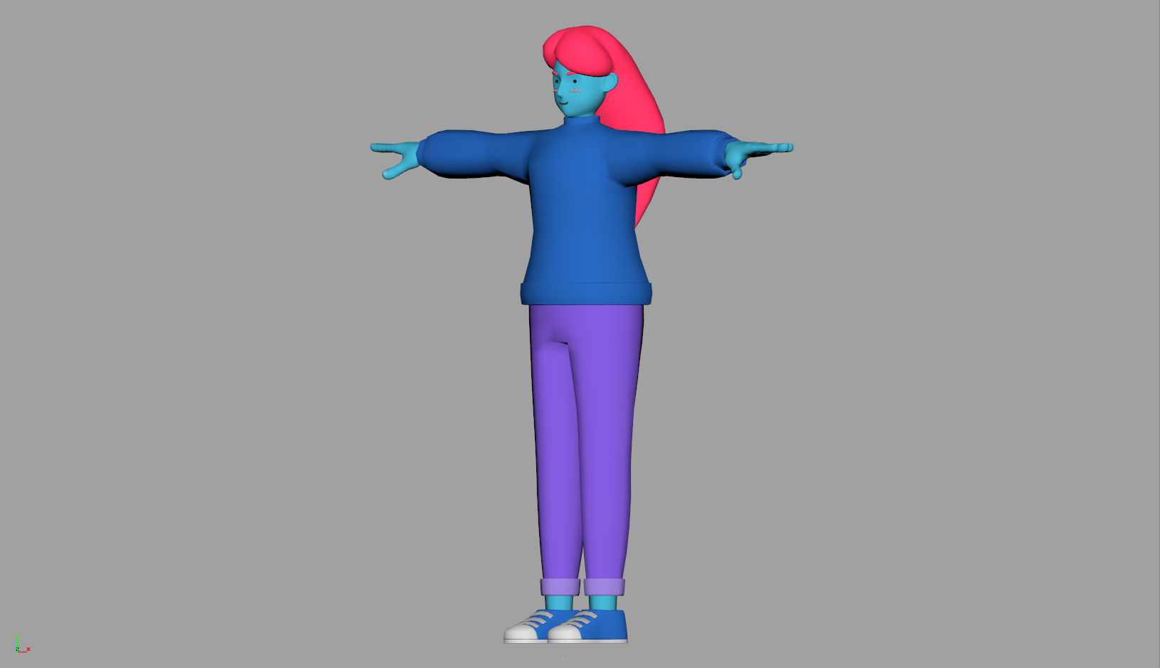 Cartoon Character young woman 3D 3D model_3