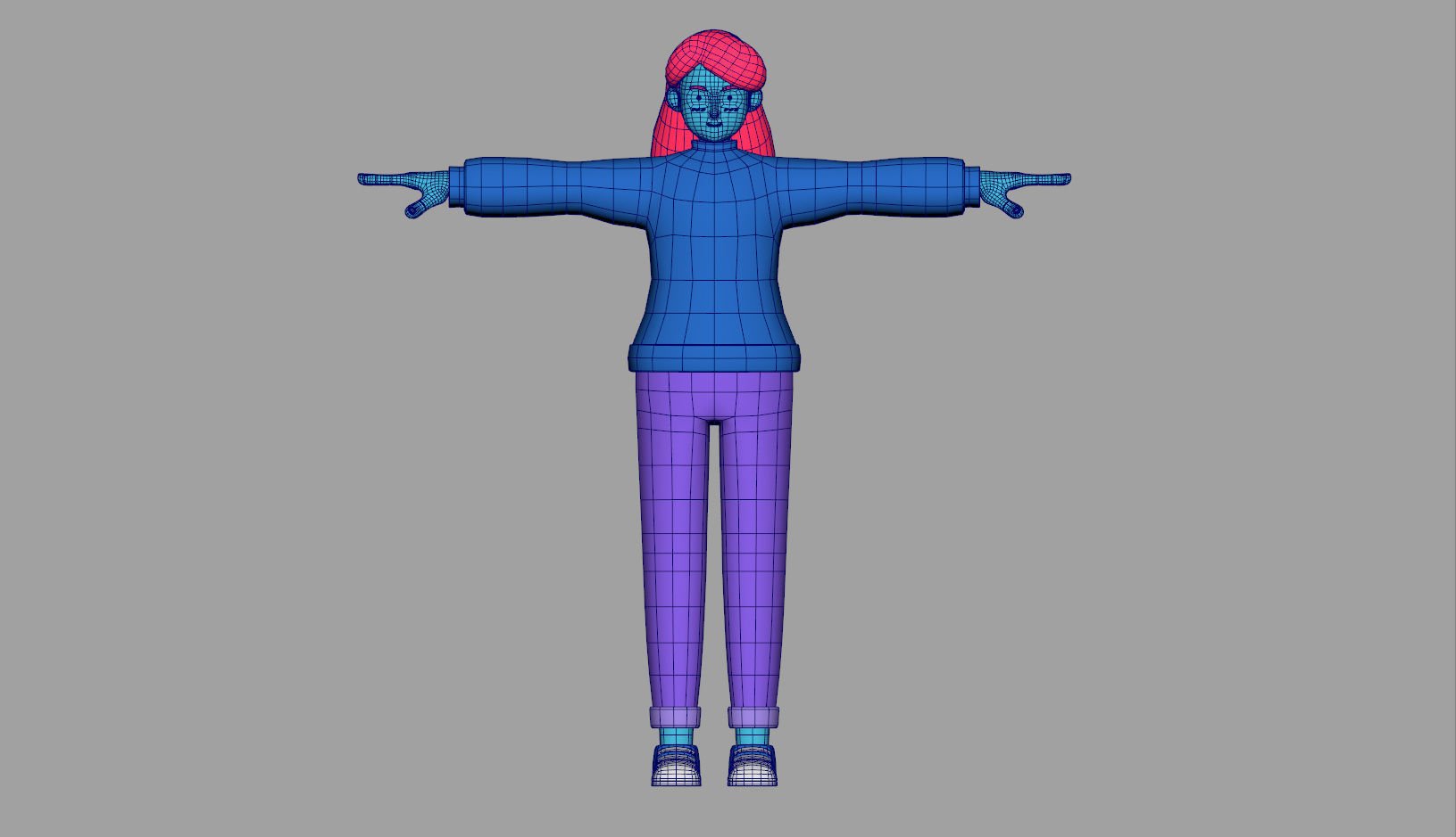 Cartoon Character young woman 3D 3D model_4