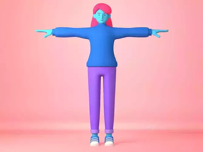 Cartoon Character young woman 3D 3D model