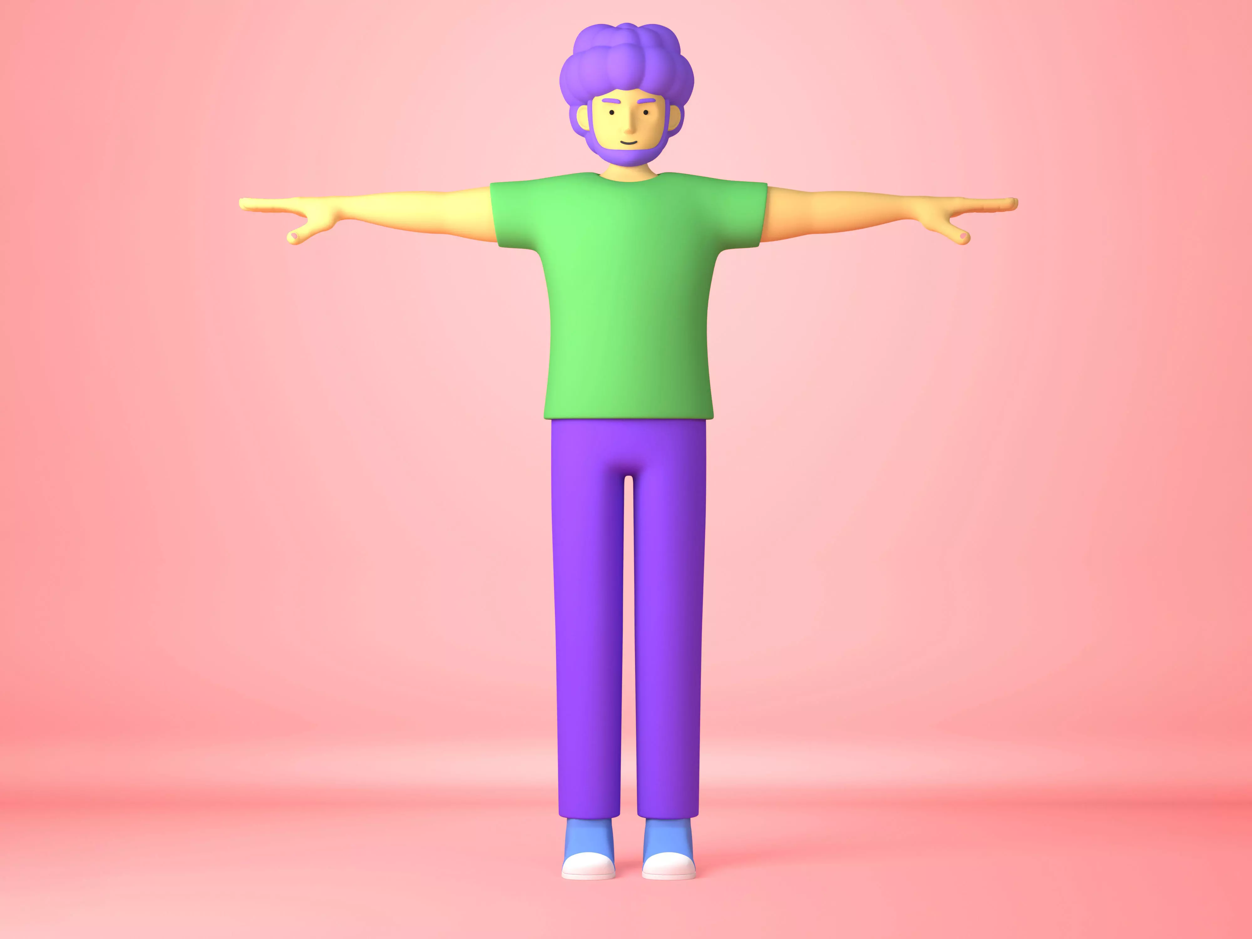 Cartoon Character adult man 3D model Low-poly 3D model_0