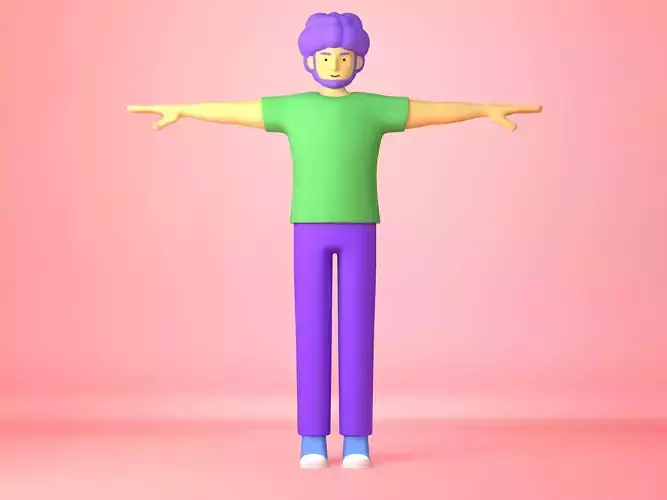 Cartoon Character adult man 3D model