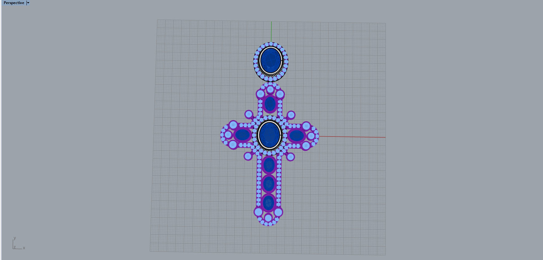 Luxury Cross Pendant With Gems 3D print model_12