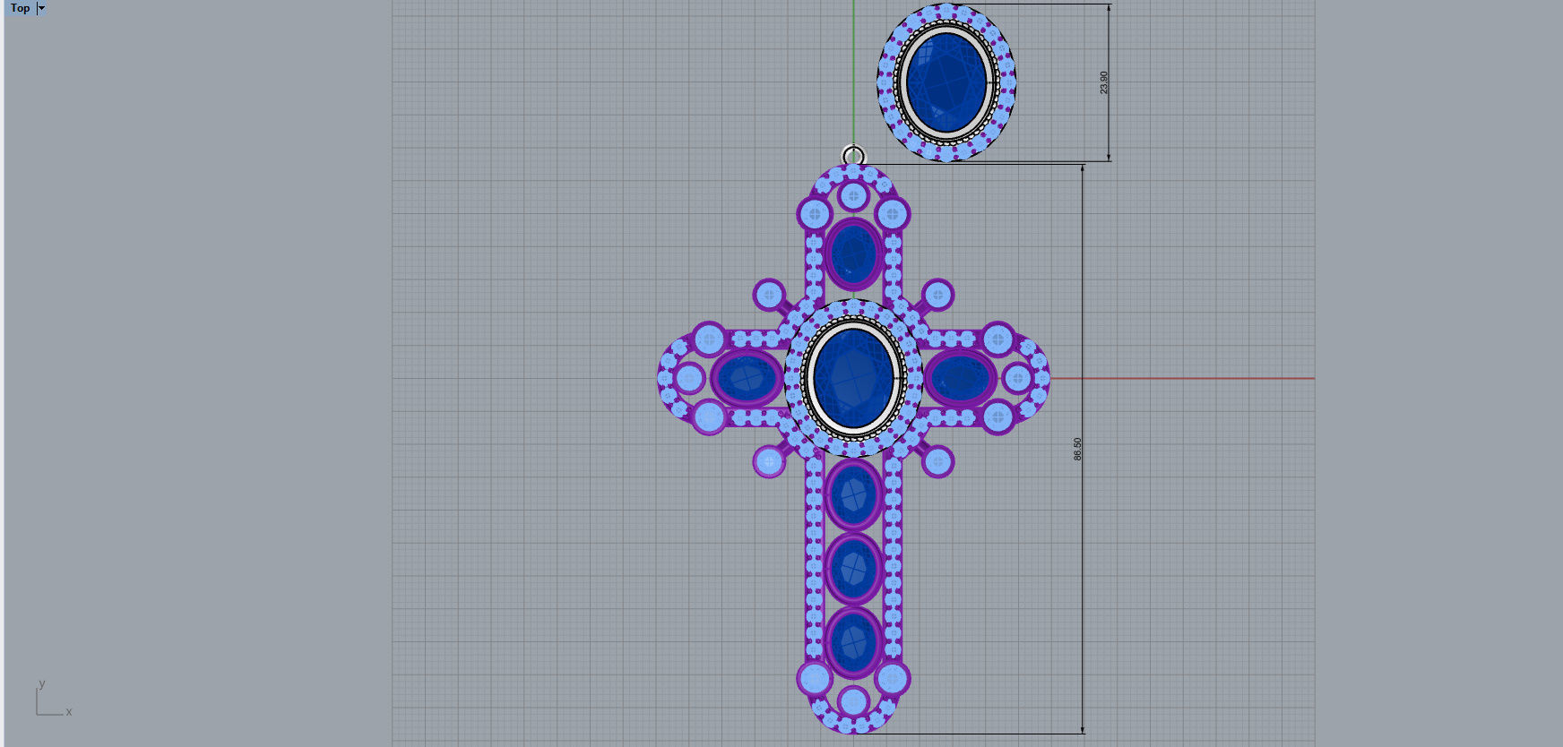 Luxury Cross Pendant With Gems 3D print model_8