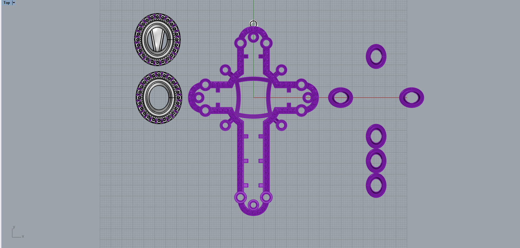 Luxury Cross Pendant With Gems 3D print model_14