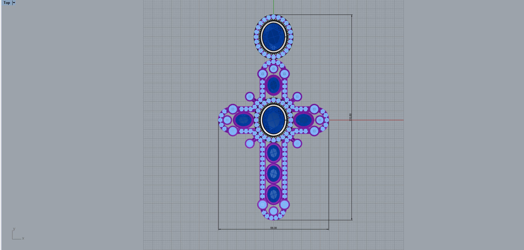 Luxury Cross Pendant With Gems 3D print model_7