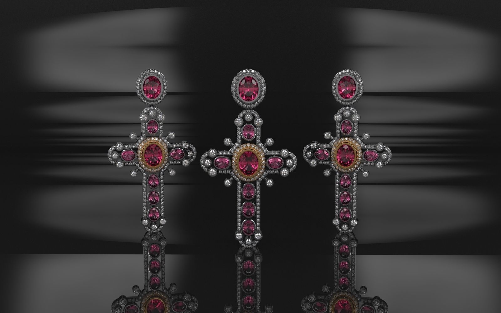 Luxury Cross Pendant With Gems 3D print model_1