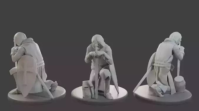 Knight Templar praying T1 3D print model